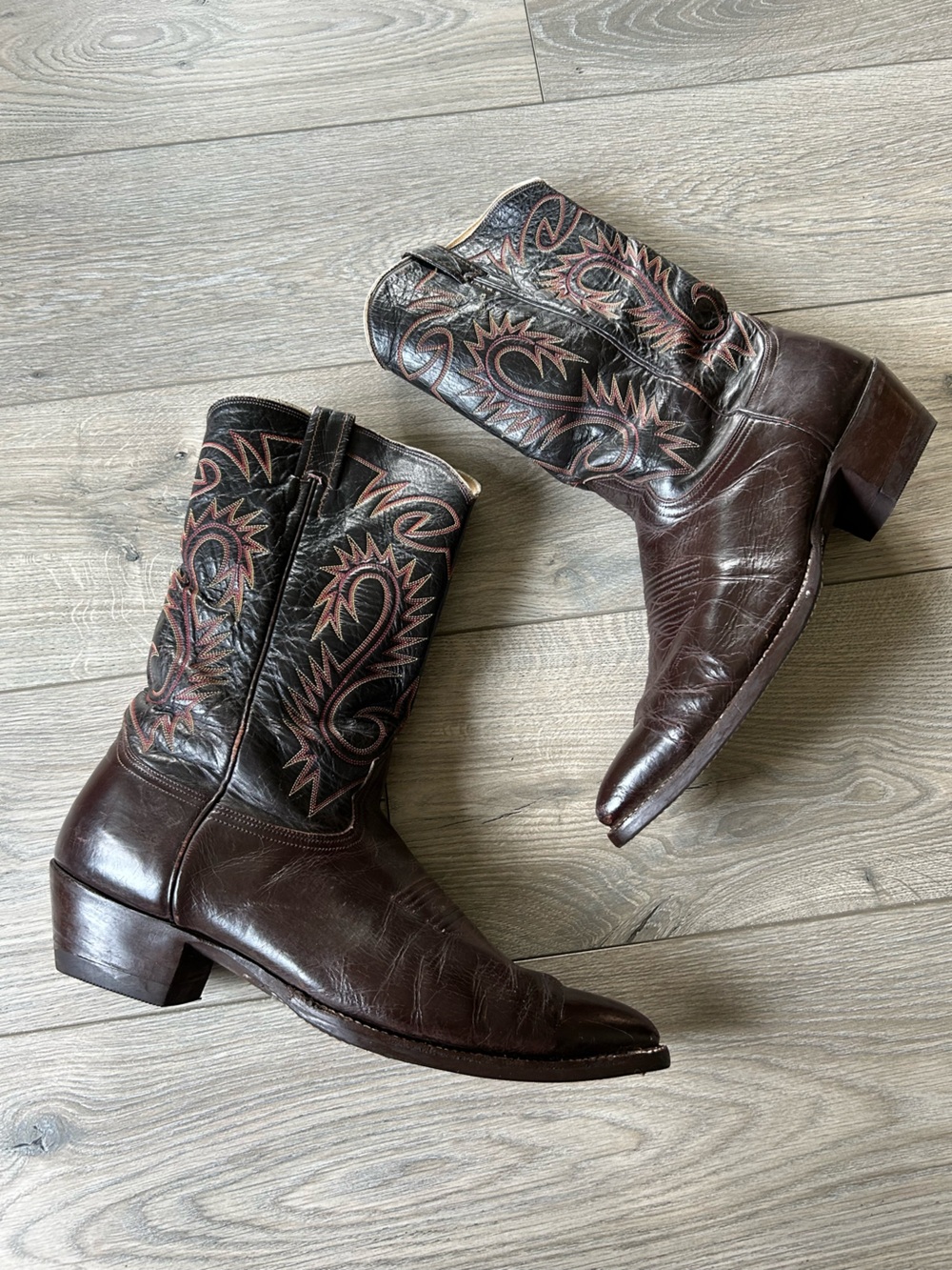 Cowboy Boots Nocona Western Dark Brown ‎ Vintage Size 14